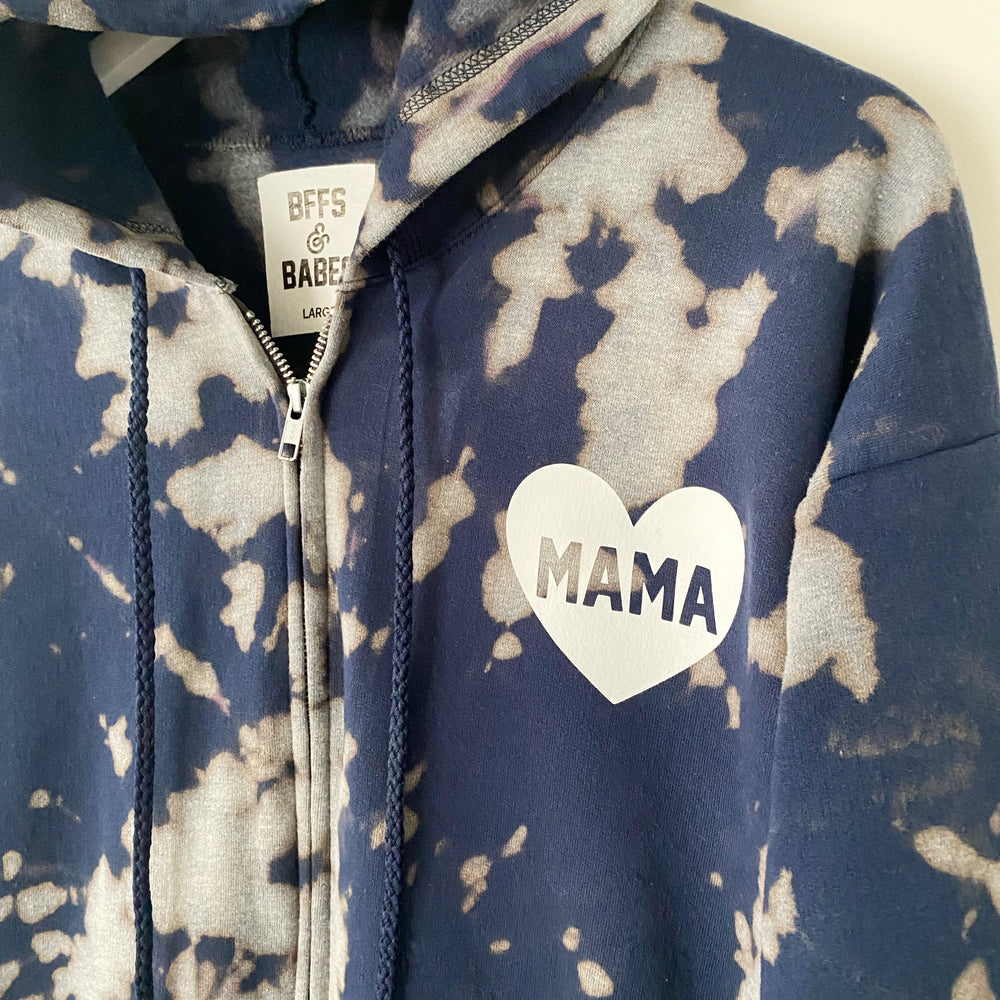 MAMA HEART HOODIE ♡ tie-dye zip up hoodie with mama heart print