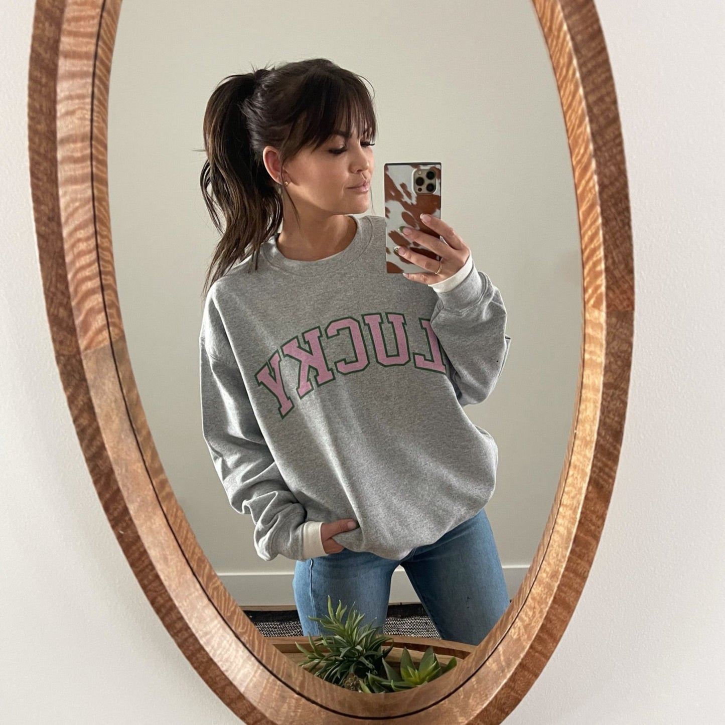 LOTS OF LUCK ♡ gray graphic sweatshirt