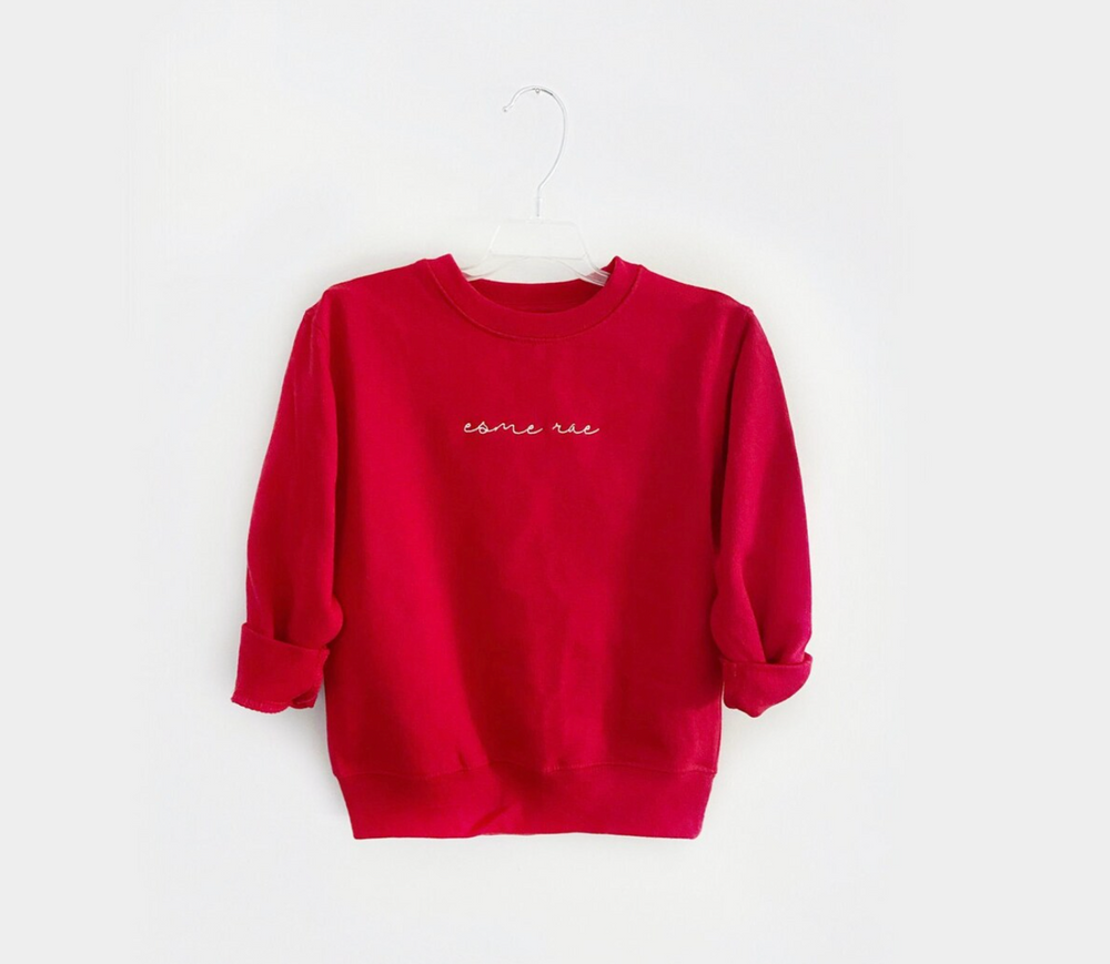 RED WITH WHITE STITCH ♡ toddler & youth sweatshirt