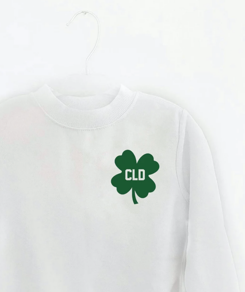 
                
                    Load image into Gallery viewer, LUCKY U ♡ personalizable shamrock toddler + youth sweatshirt
                
            