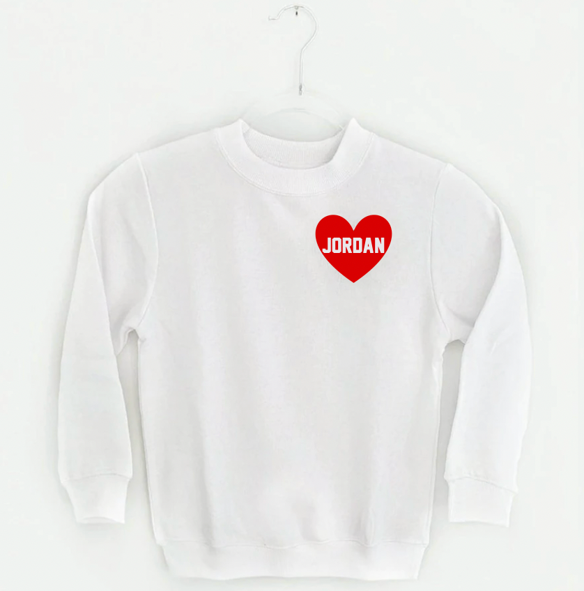 Load image into Gallery viewer, HEART U MOST ♡ white baby &amp;amp; kids sweatshirt with red heart
