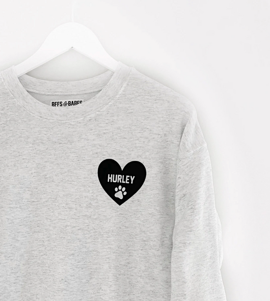 Load image into Gallery viewer, HEART U MOST ♡ gray sweatshirt with personalized heart paw print
