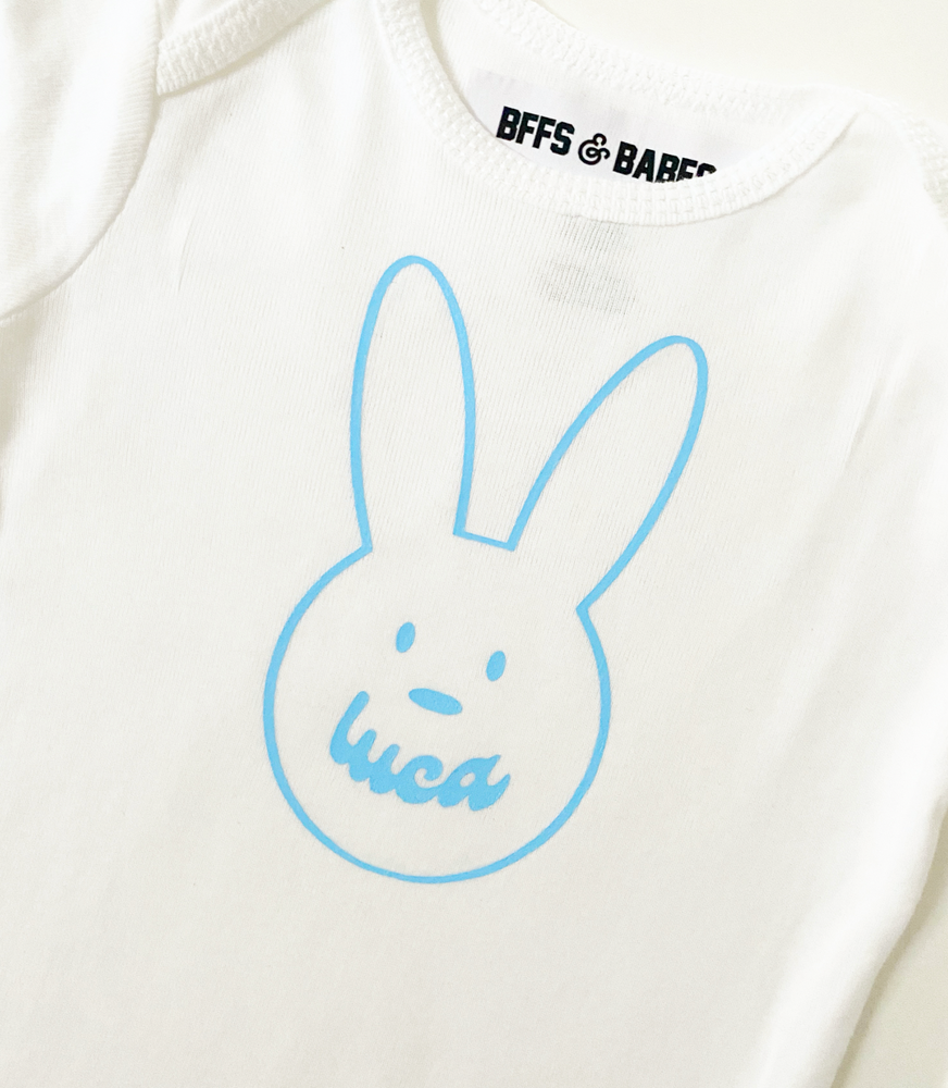 
                
                    Load image into Gallery viewer, BUNNY BABESIE ♡ personalized baby bodysuit
                
            