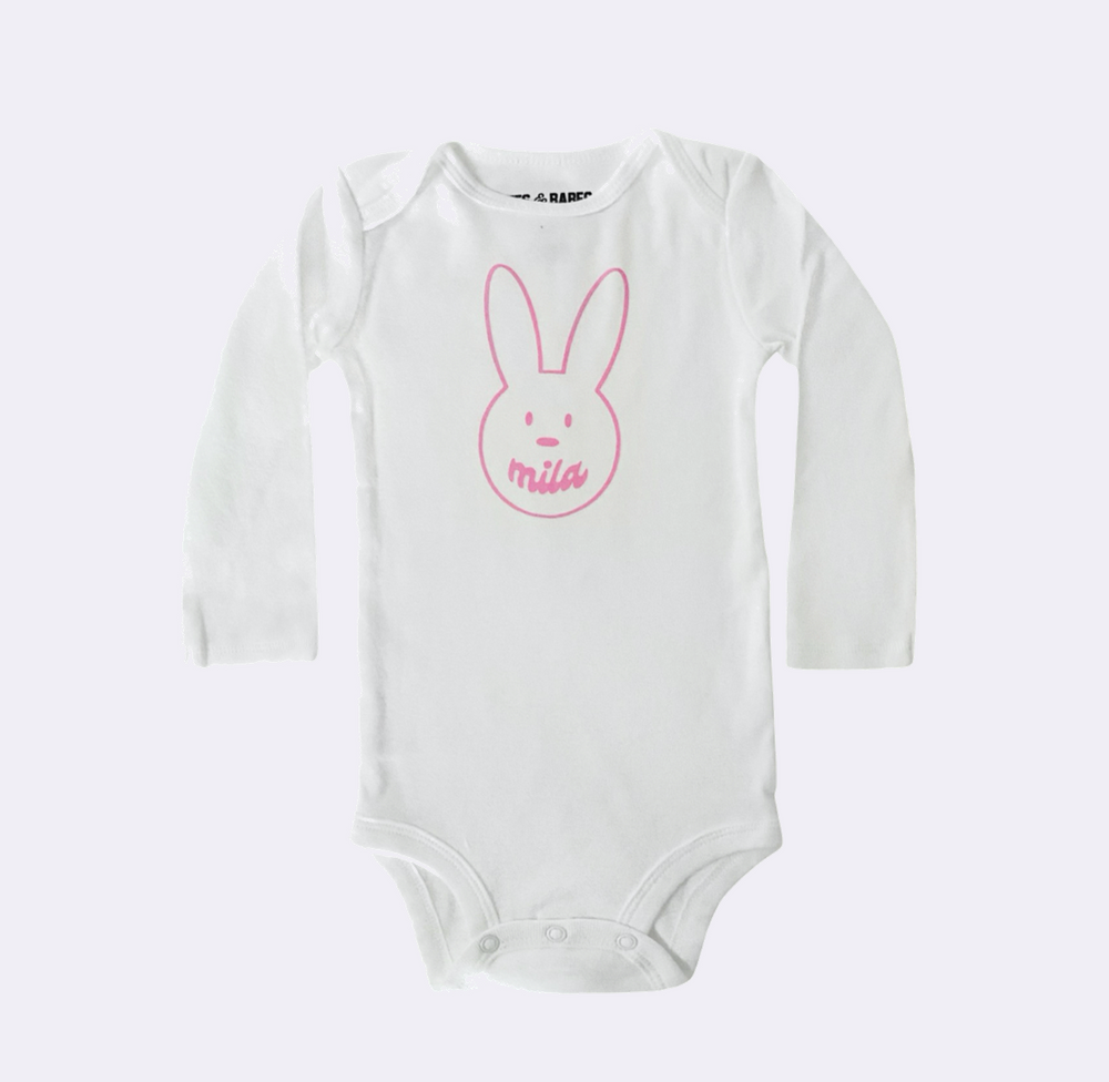 
                
                    Load image into Gallery viewer, BUNNY BABESIE ♡ personalized baby bodysuit
                
            