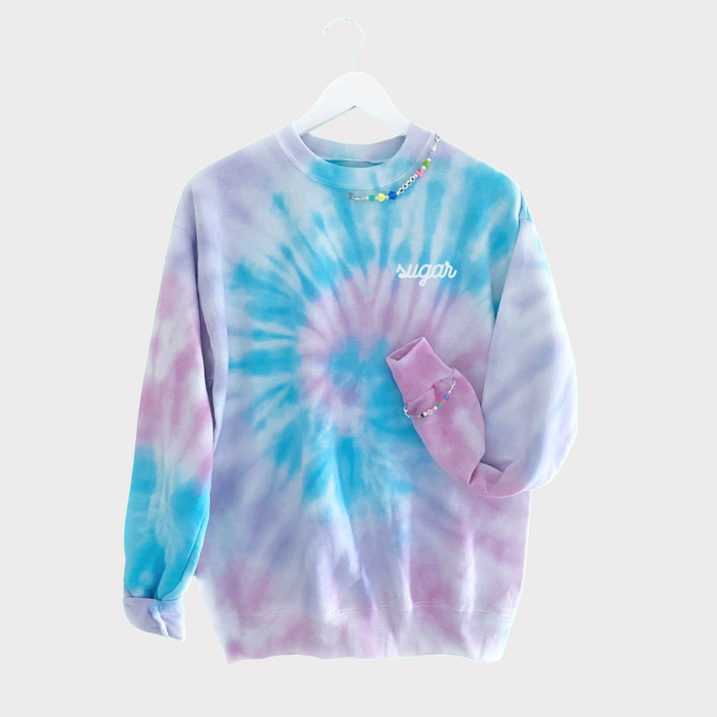 Load image into Gallery viewer, THE SWEATSHIRT ♡ Aura Sugar Co. tie-dye sweatshirt with two beaded details
