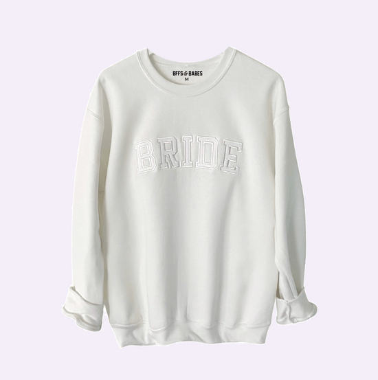 Load image into Gallery viewer, BRIDE ♡ white adult embroidered sweatshirt
