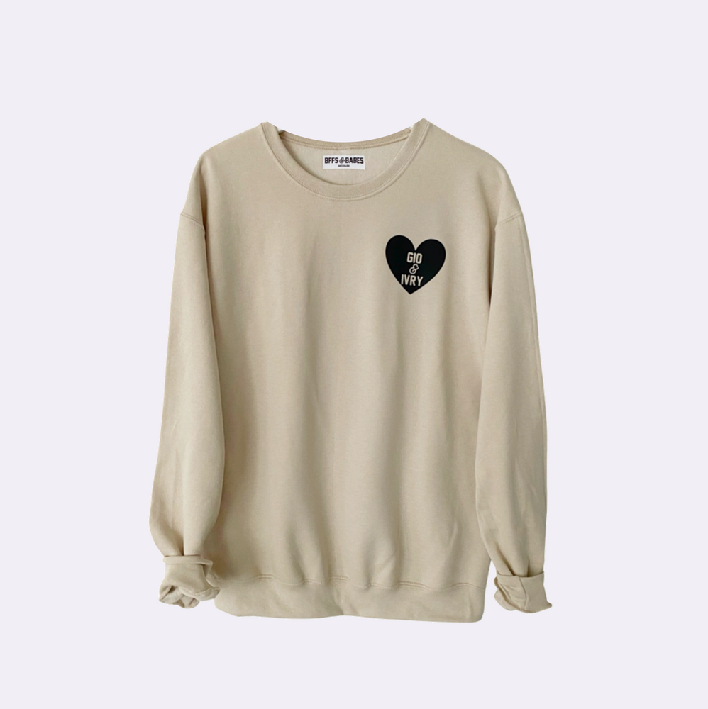 
                
                    Load image into Gallery viewer, HEART U MOST ♡ beige personalizable sweatshirt
                
            
