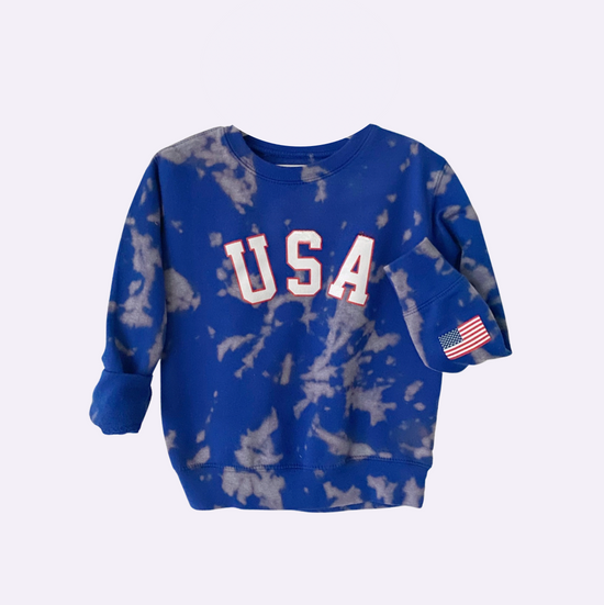 Load image into Gallery viewer, TRU AMERICAN ♡ toddler tie-dye USA graphic sweatshirt
