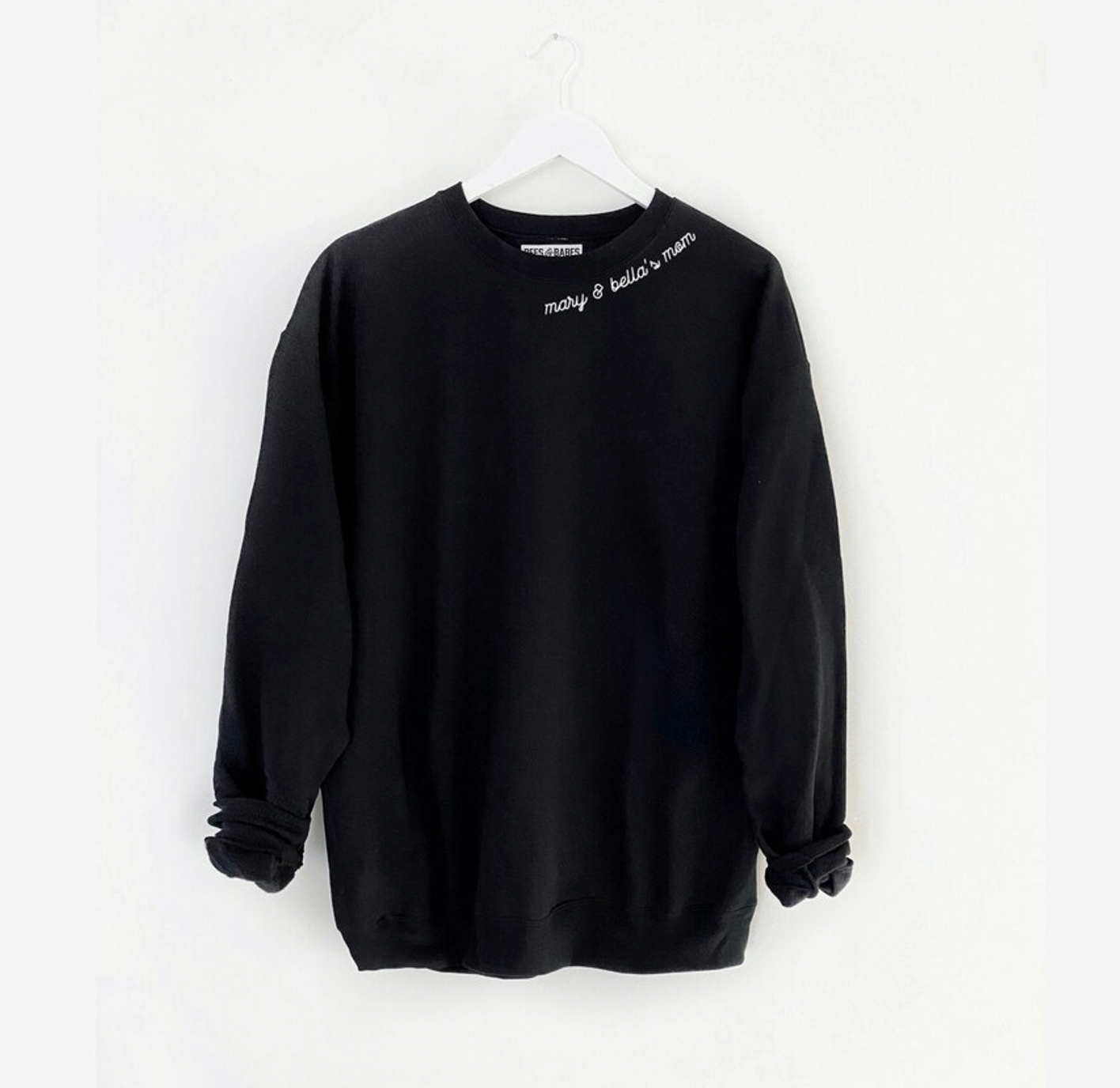 BLACK WITH CUSTOM STITCH ♡ adult embroidered sweatshirt