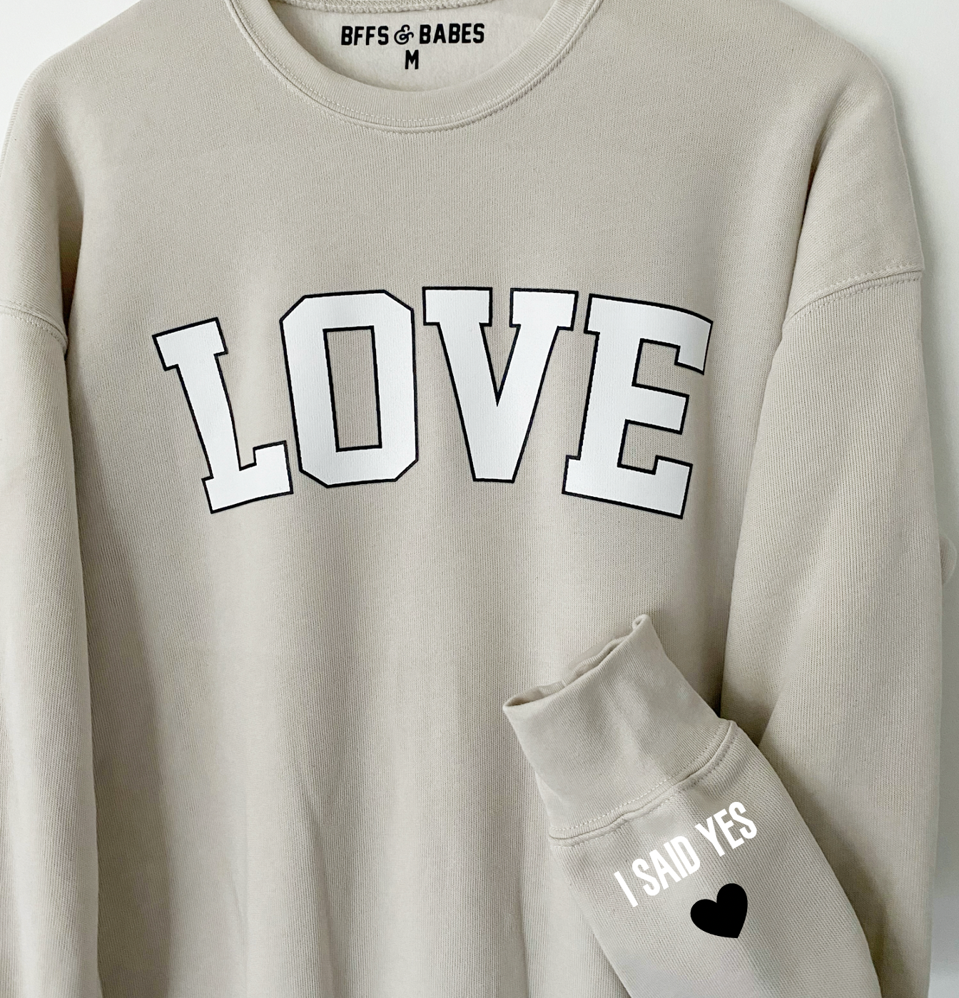 LOVE ON THE CUFF ♡ neutral love sweatshirt with personalized cuff