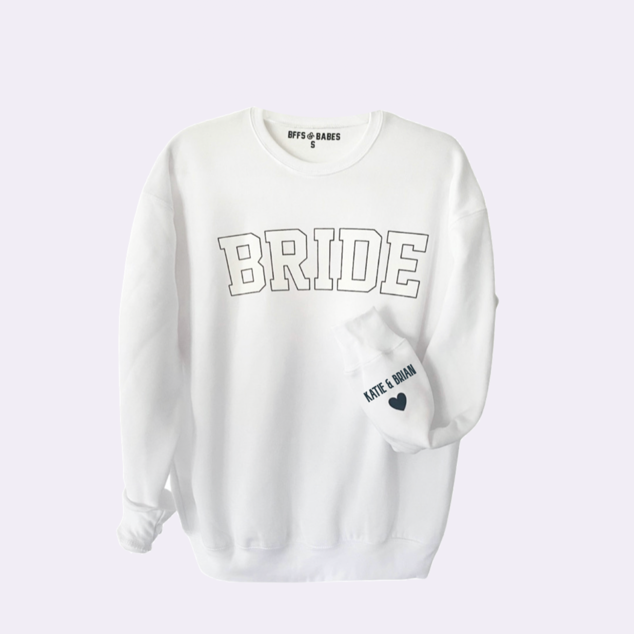 Load image into Gallery viewer, LOVE ON THE CUFF ♡ white bride sweatshirt with personalized cuff
