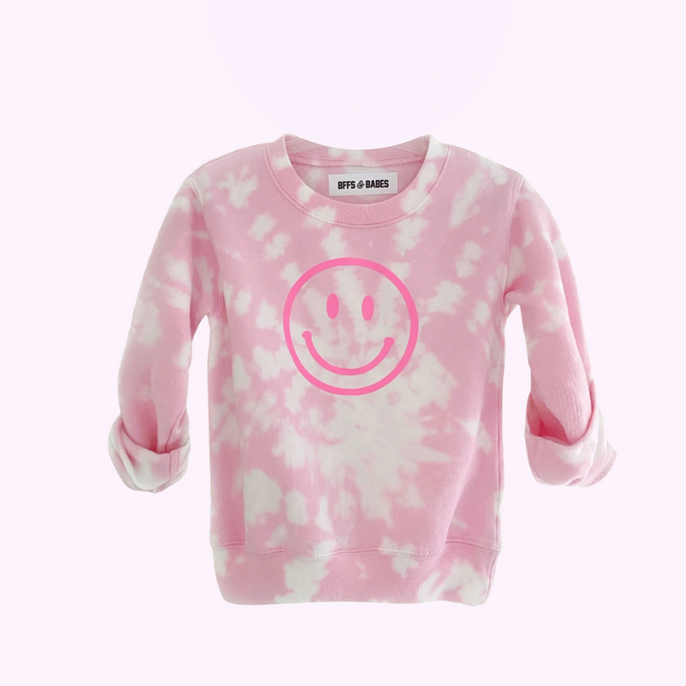 
                
                    Load image into Gallery viewer, ALL SMILES ♡ tie-dye toddler sweatshirt
                
            