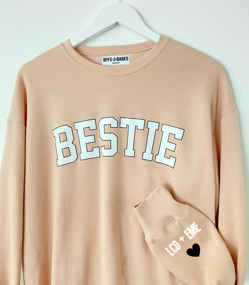 LOVE ON THE CUFF ♡ blush bestie sweatshirt with personalized cuff