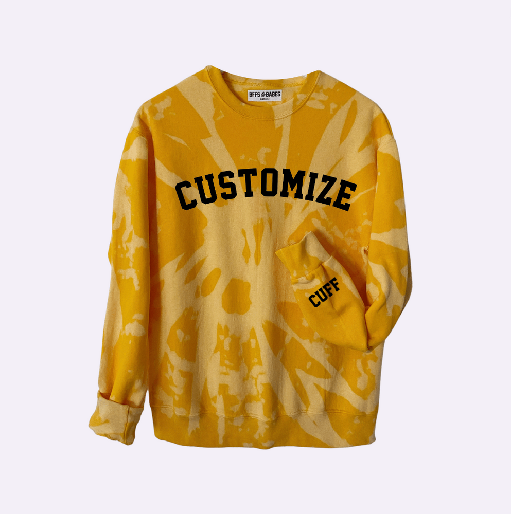 GO TEAM ♡ personalizable yellow tie-dye sweatshirt