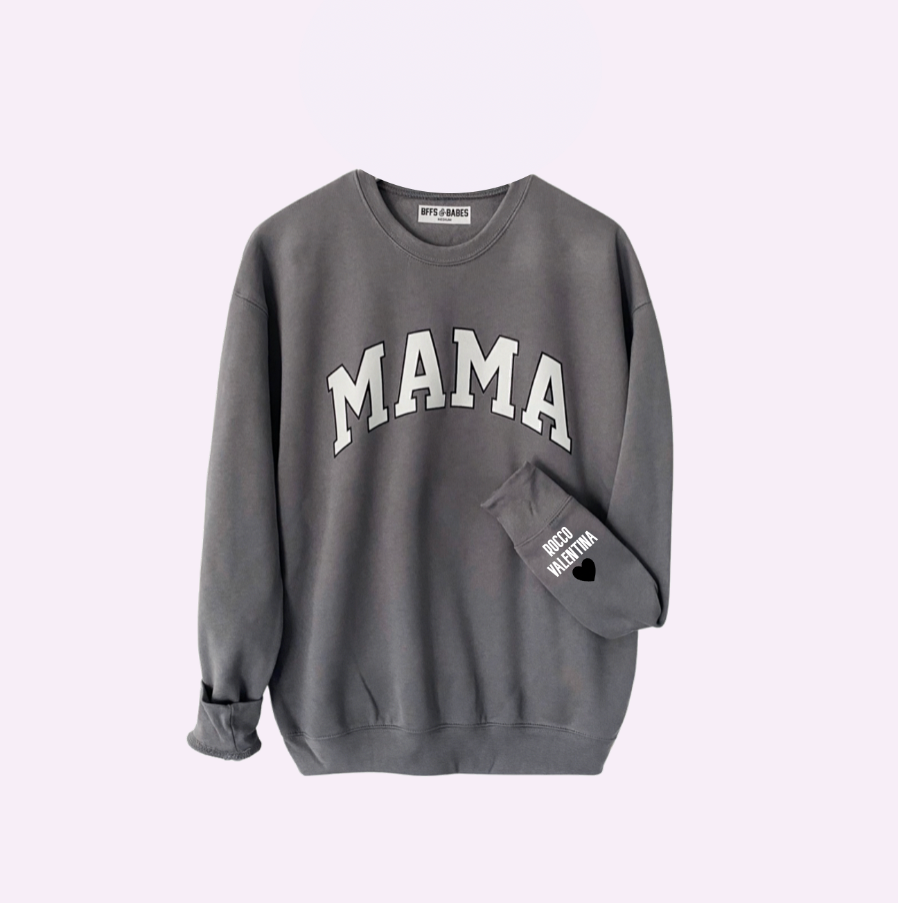 LOVE ON THE CUFF ♡ stormy mama sweatshirt with personalized cuff