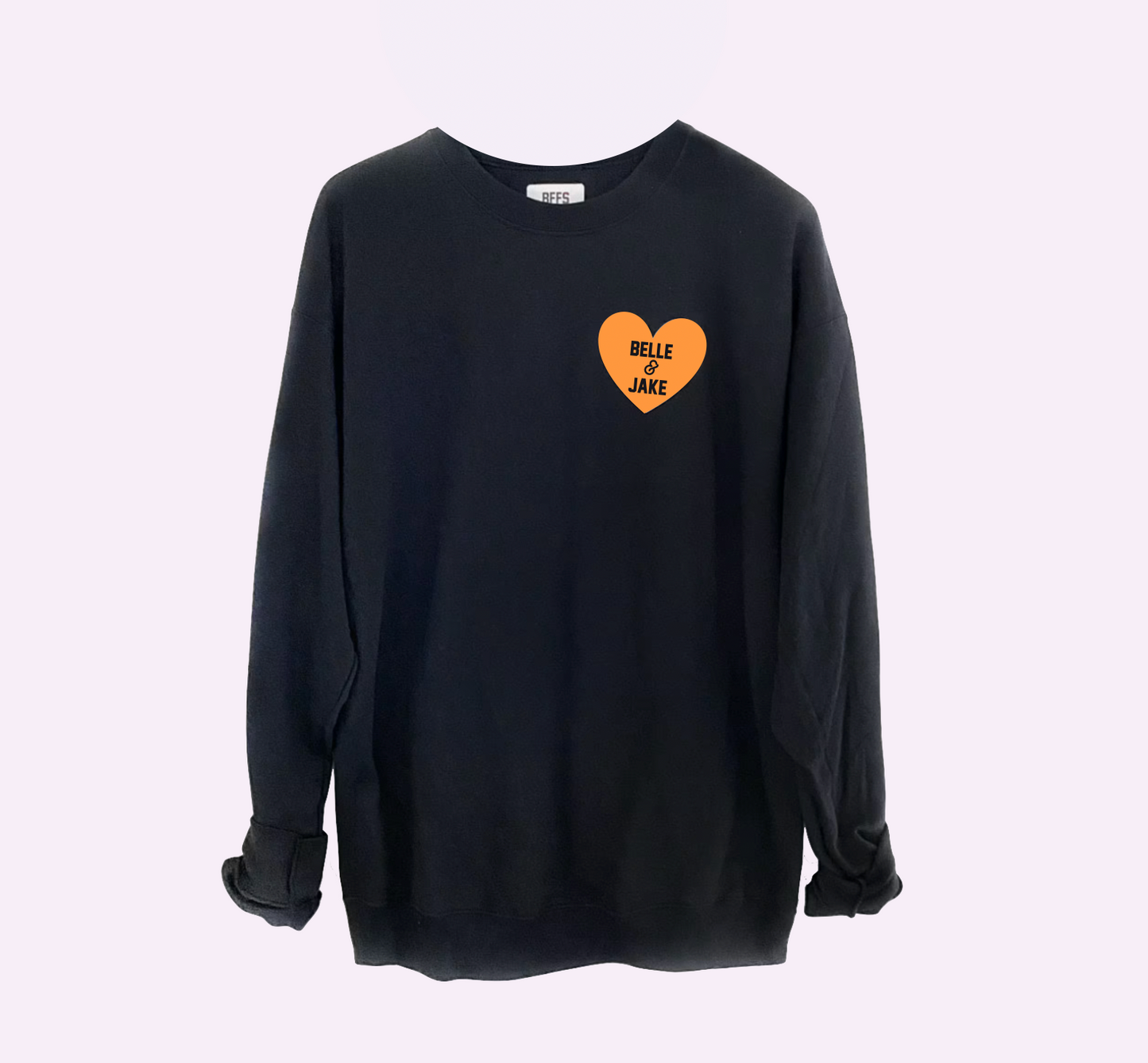 HEART U MOST ♡ black adult sweatshirt with orange heart