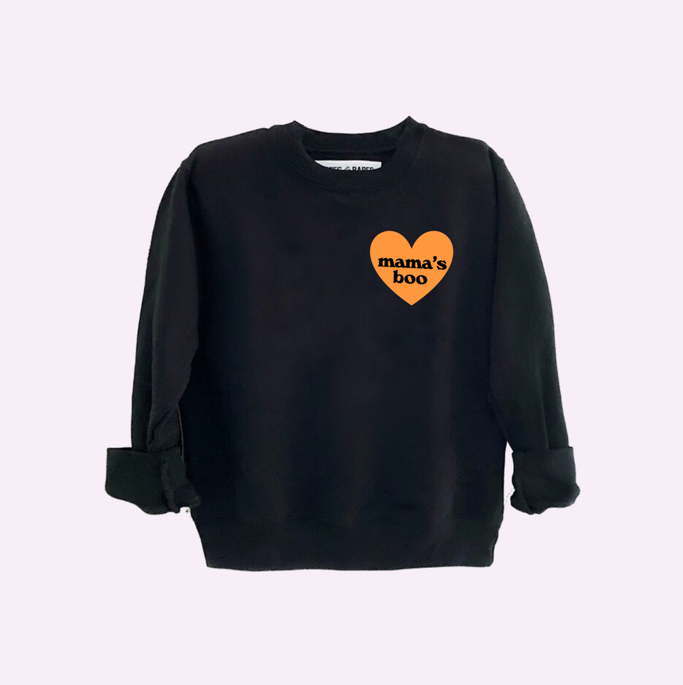 
                
                    Load image into Gallery viewer, HEART U MOST ♡ black youth sweatshirt with orange heart
                
            