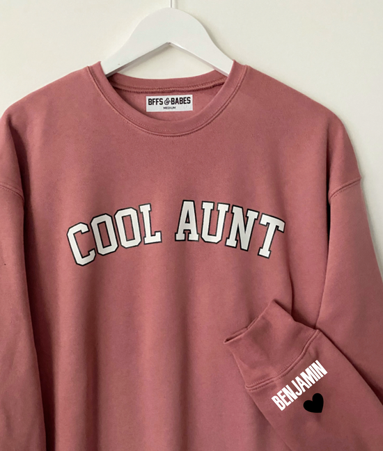 LOVE ON THE CUFF ♡ antique cool aunt sweatshirt with personalized cuff