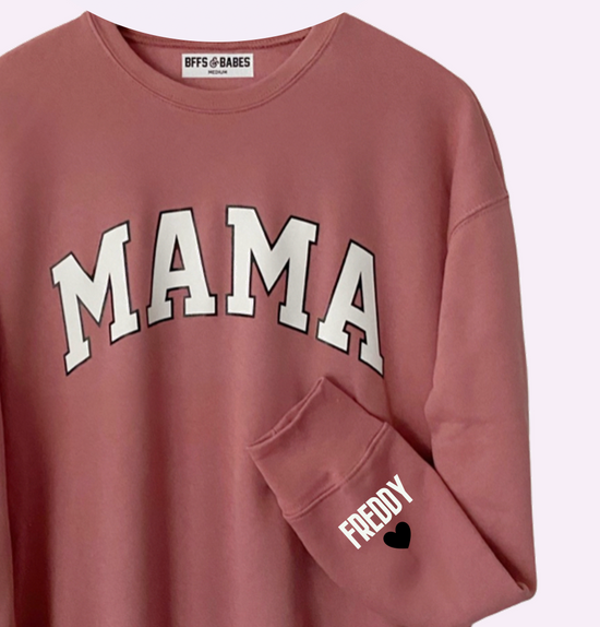 Load image into Gallery viewer, LOVE ON THE CUFF ♡ antique mama sweatshirt with personalized cuff
