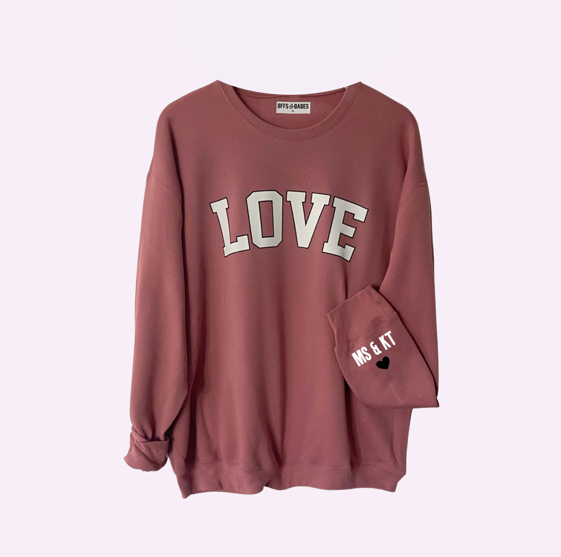 LOVE ON THE CUFF ♡ antique love sweatshirt with personalized cuff