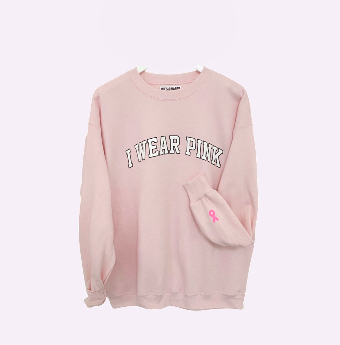 Load image into Gallery viewer, I WEAR PINK ♡ personalizable ribbon on the cuff sweatshirt
