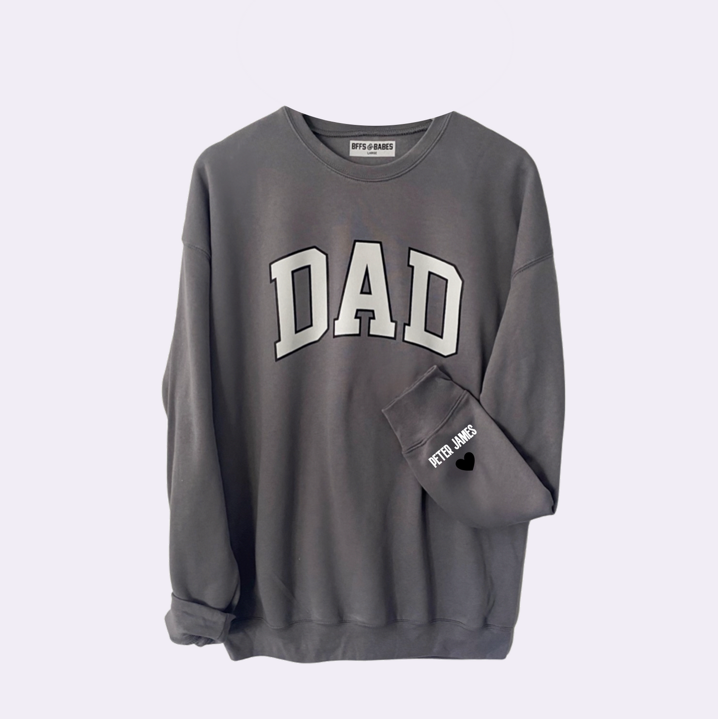 LOVE ON THE CUFF ♡ stormy dad sweatshirt with personalized cuff