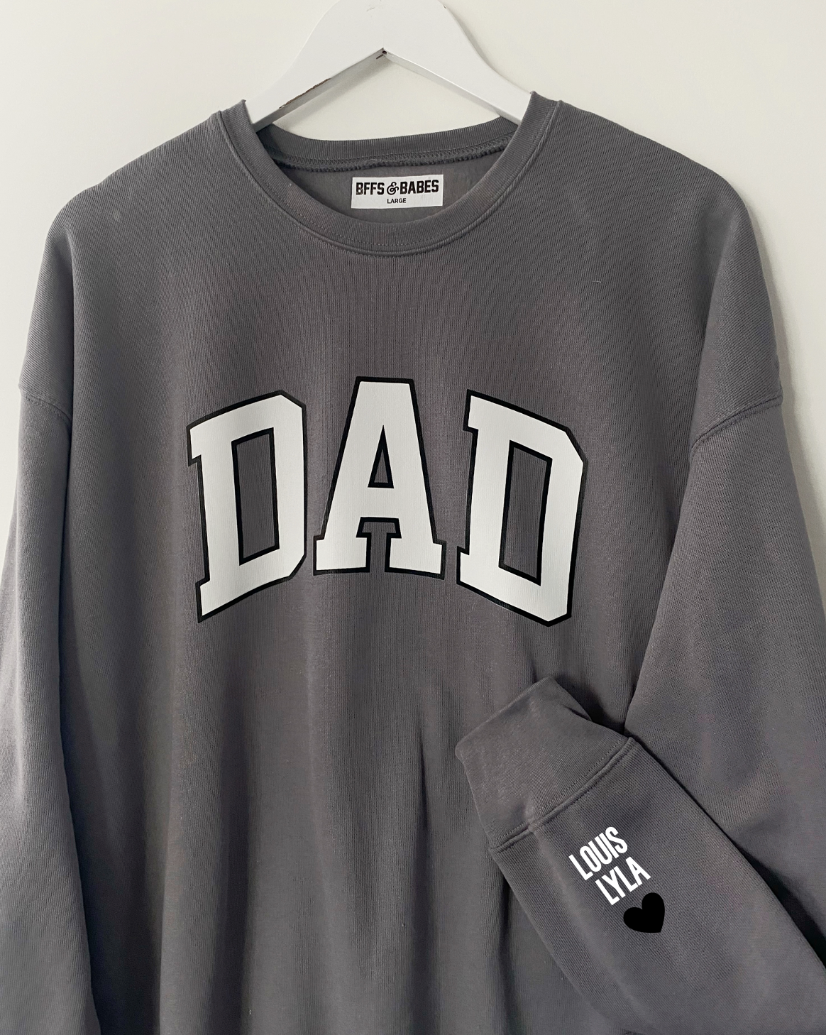 LOVE ON THE CUFF ♡ stormy dad sweatshirt with personalized cuff