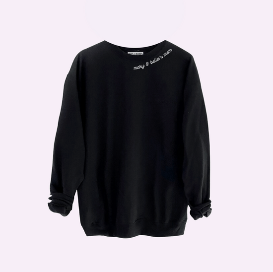 BLACK WITH CUSTOM STITCH ♡ adult embroidered sweatshirt