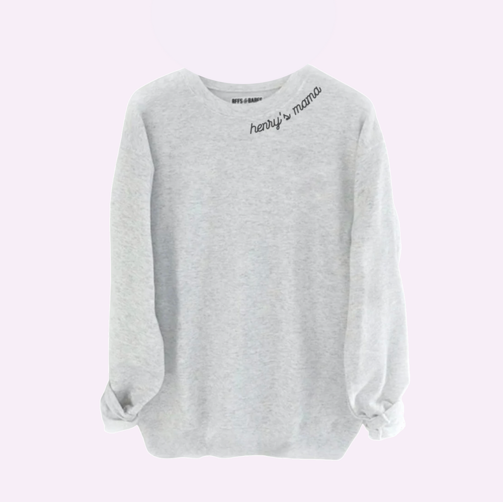 
                
                    Load image into Gallery viewer, GRAY WITH BLACK STITCH ♡ adult embroidered sweatshirt
                
            