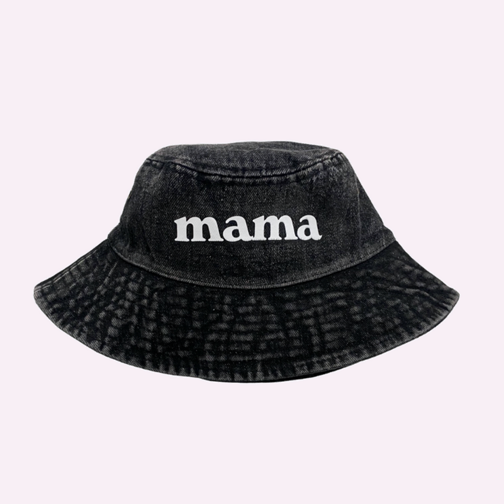 MAMA BUCKET HAT ♡ vintage black denim printed bucket hat
