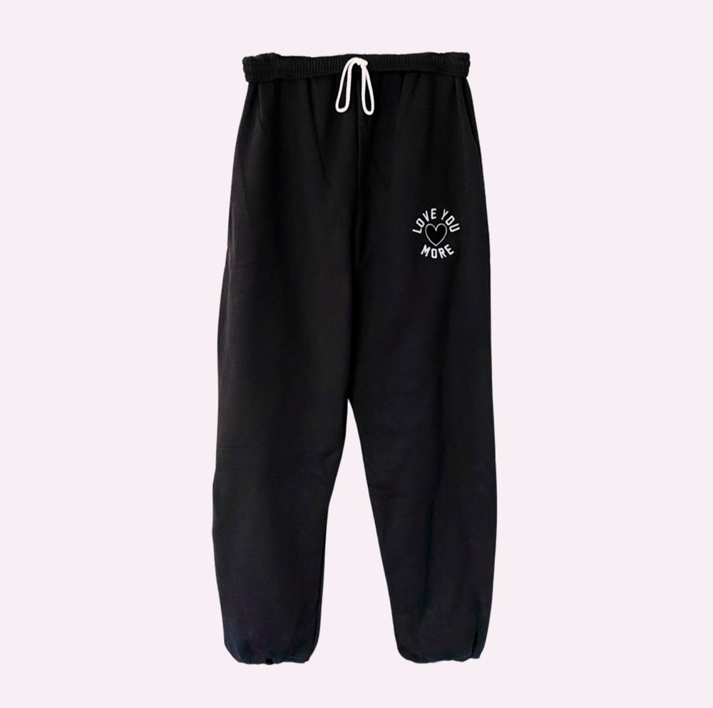
                
                    Load image into Gallery viewer, LOVE U MORE ♡ adult embroidered sweatpants
                
            
