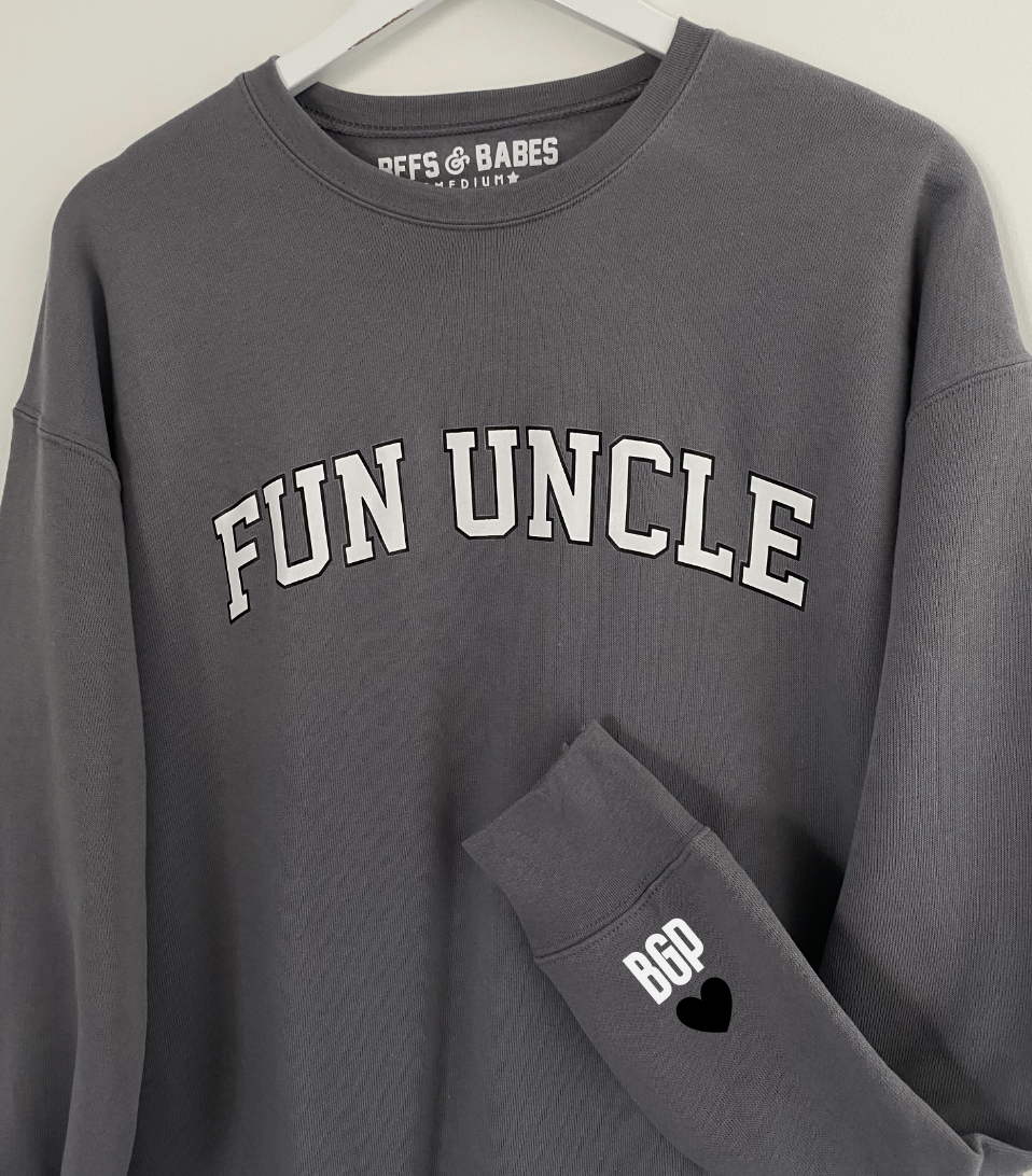 LOVE ON THE CUFF ♡ stormy fun uncle sweatshirt with personalized cuff