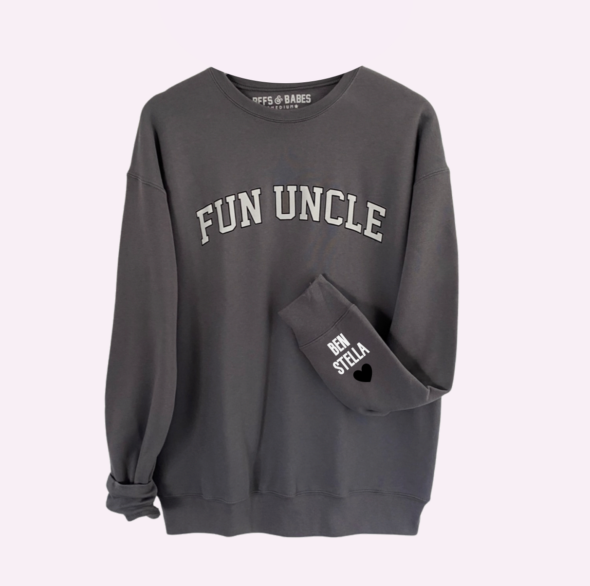 LOVE ON THE CUFF ♡ stormy fun uncle sweatshirt with personalized cuff