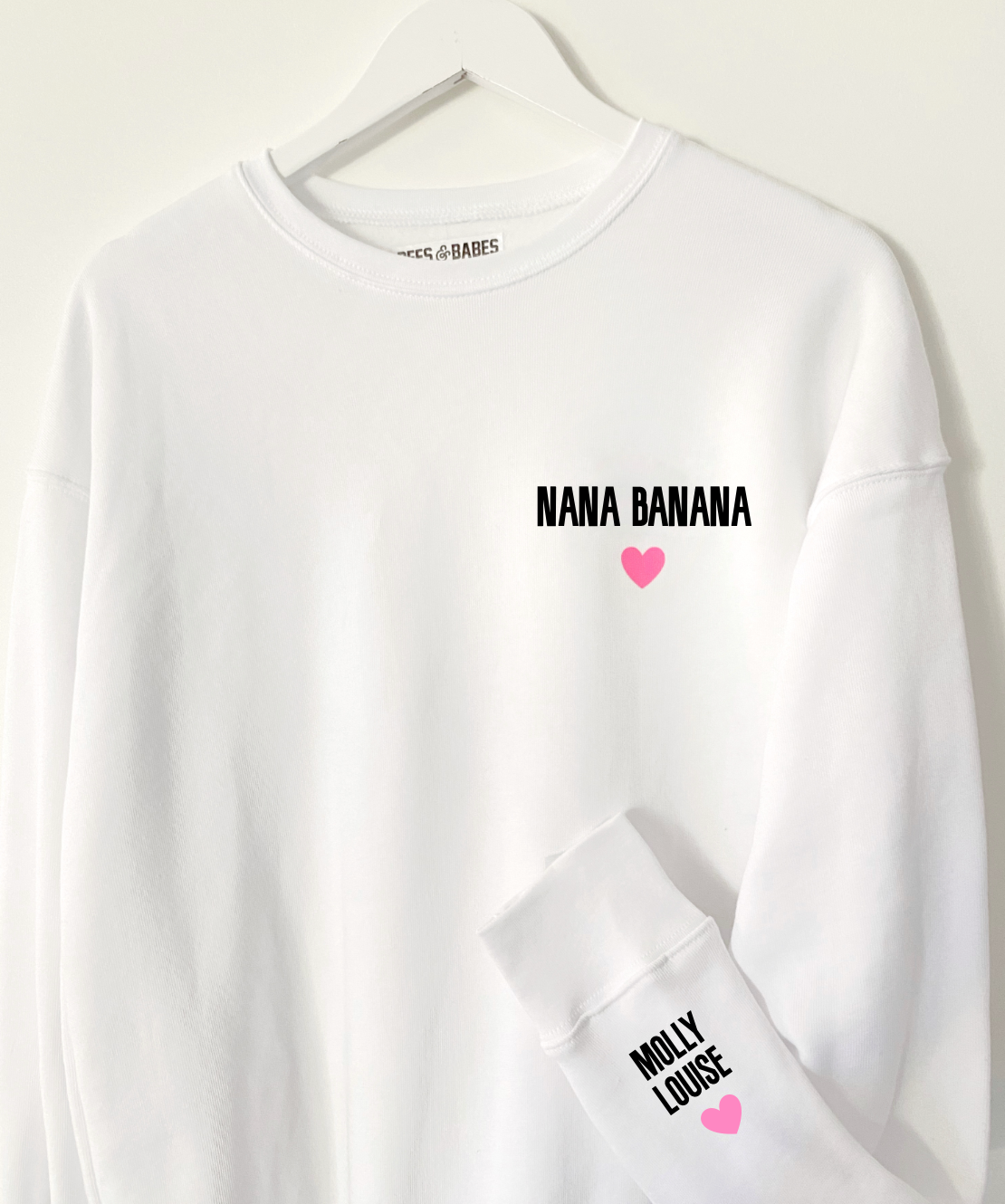 Load image into Gallery viewer, LOVE ON THE CUFF ♡ customizable white sweatshirt with personalized cuff
