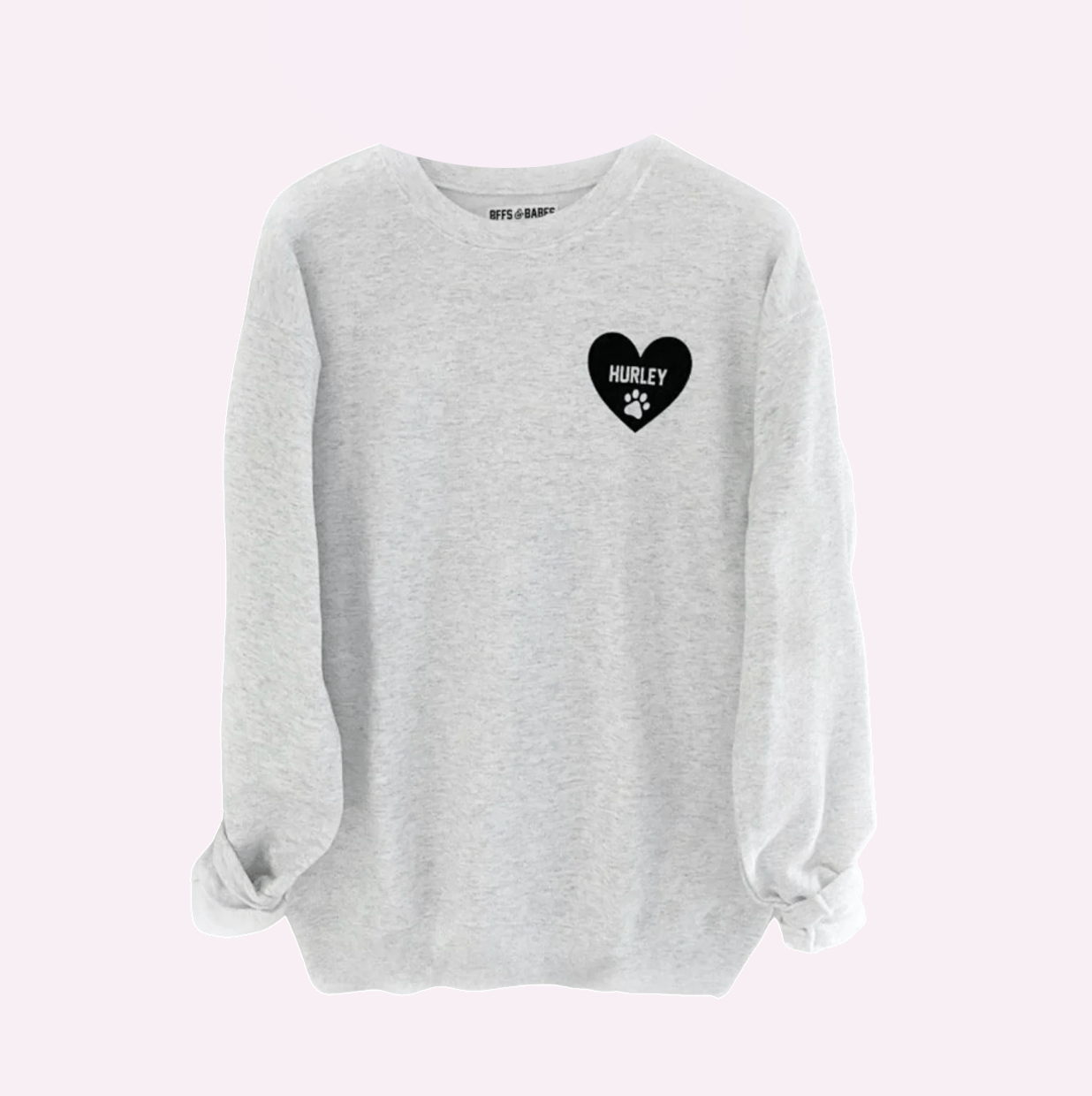 HEART U MOST ♡ gray sweatshirt with personalized heart paw print