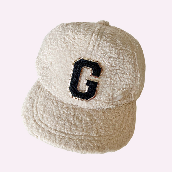 INITIAL TEDDY BABY CAP ♡ personalized baby teddy baseball cap