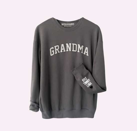 Load image into Gallery viewer, LOVE ON THE CUFF ♡ stormy grandma sweatshirt with personalized cuff
