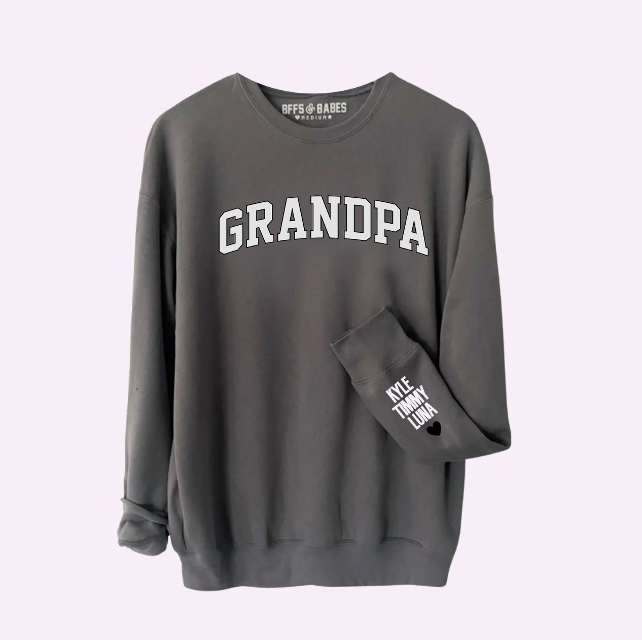 LOVE ON THE CUFF ♡ stormy grandpa sweatshirt with personalized cuff