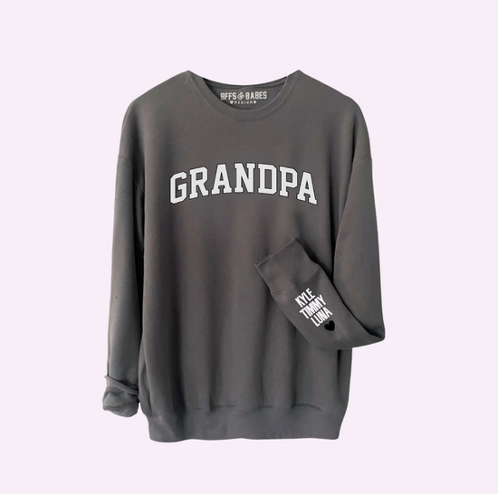 LOVE ON THE CUFF ♡ stormy grandpa sweatshirt with personalized cuff