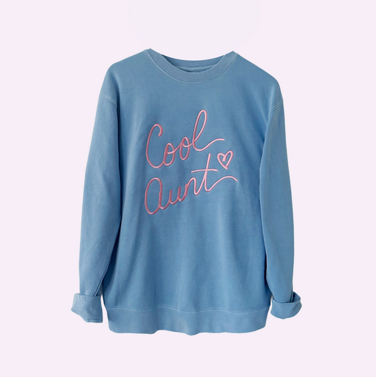 ULTRA COOL AUNT ♡ blue embroidered cool aunt sweatshirt