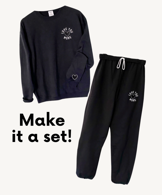 Load image into Gallery viewer, LOVE U MORE ♡ adult embroidered sweatpants
