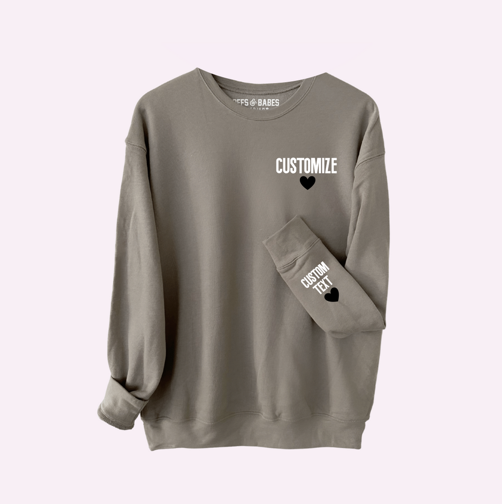 LOVE ON THE CUFF ♡ customizable chai sweatshirt with personalized cuff