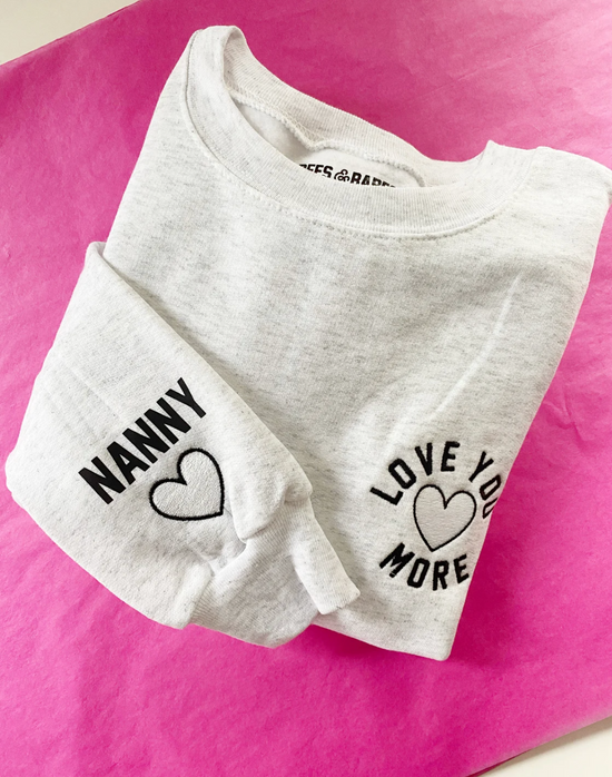 Load image into Gallery viewer, LOVE U MORE ♡ adult embroidered sweatshirt
