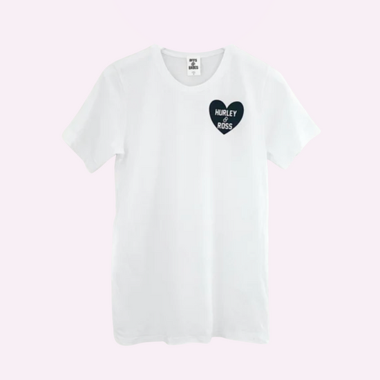 HEART U MOST ♡ white adult tee with black heart