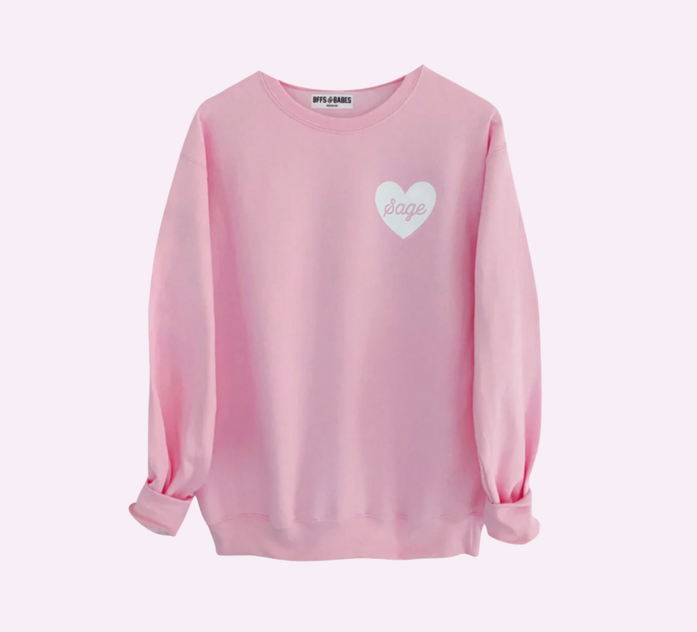 
                
                    Load image into Gallery viewer, HEART U MOST ♡ light pink personalizable script heart sweatshirt
                
            