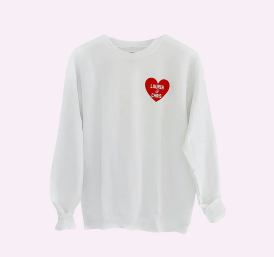 HEART U MOST personalizable red heart sweatshirt BFFS BABES