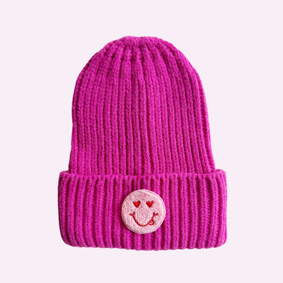 VDAY BEANIE ♡ adult ribbed patch beanie