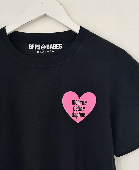 HEART U MOST ♡ black adult tee with pink heart