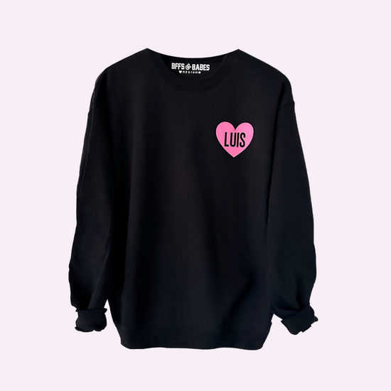 HEART U MOST ♡ black adult sweatshirt with pink heart