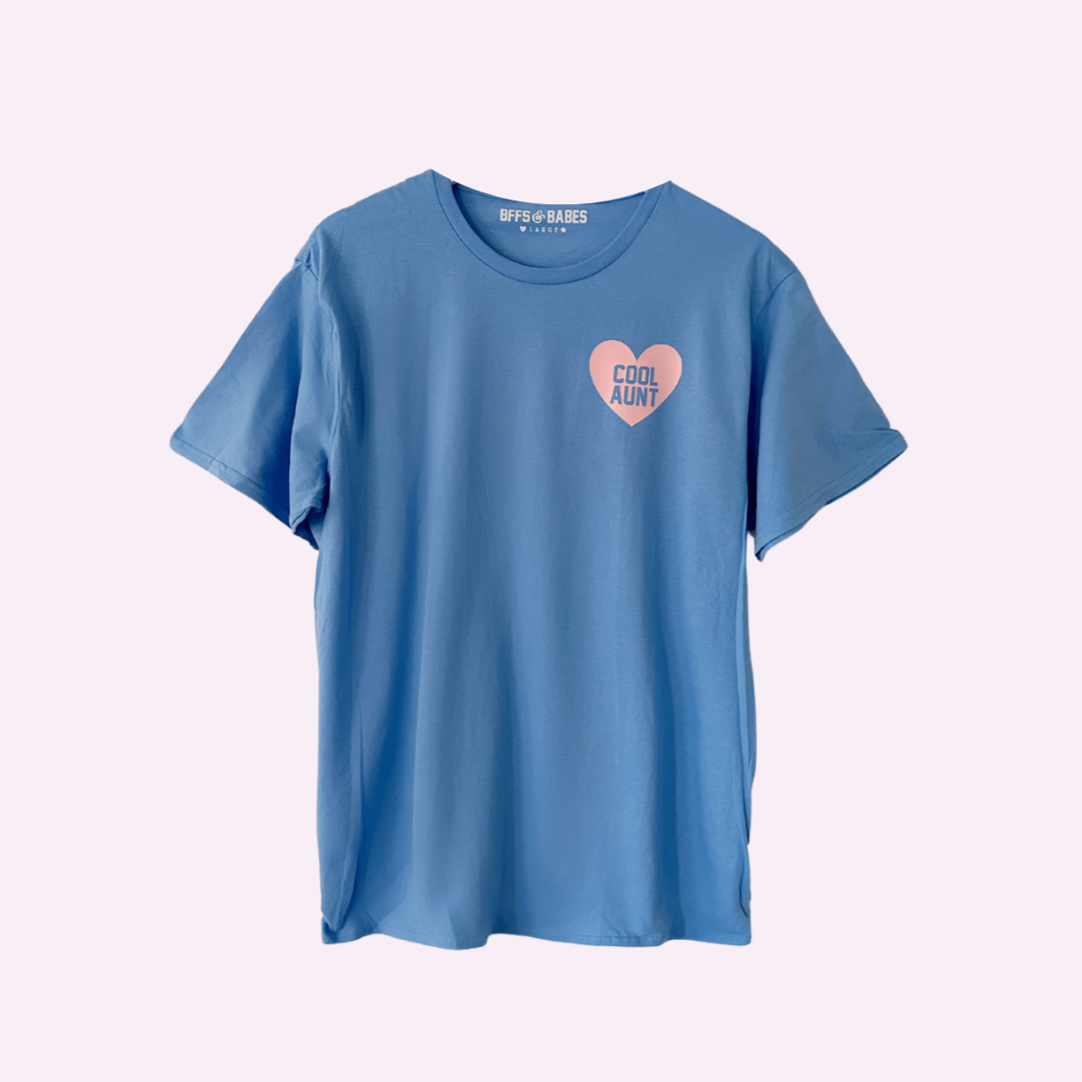 HEART U MOST ♡ blue adult tee with light pink heart